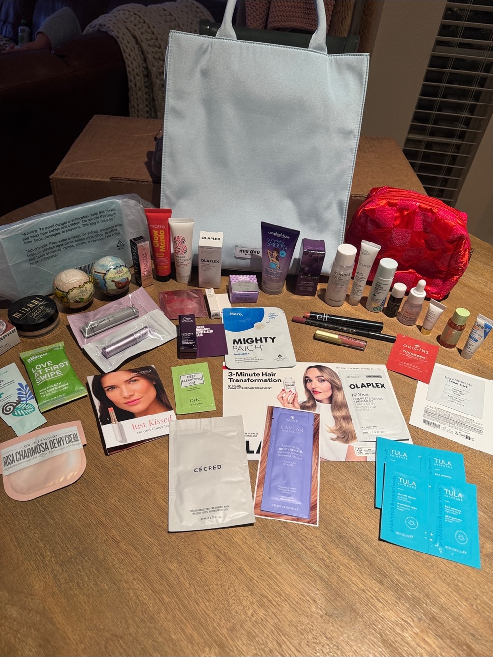 Luxury Beauty Sample Bundle 43 Pieces NEW + Miu Miu Tote